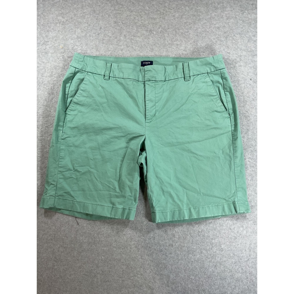 J.Crew Womens Green Chino Shorts Stretch Cotton Mid Rise Size 14 2434